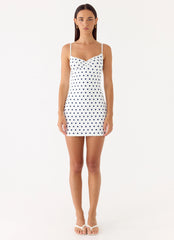 Last Light Mini Dress - Porcelain Blue Polka Dot