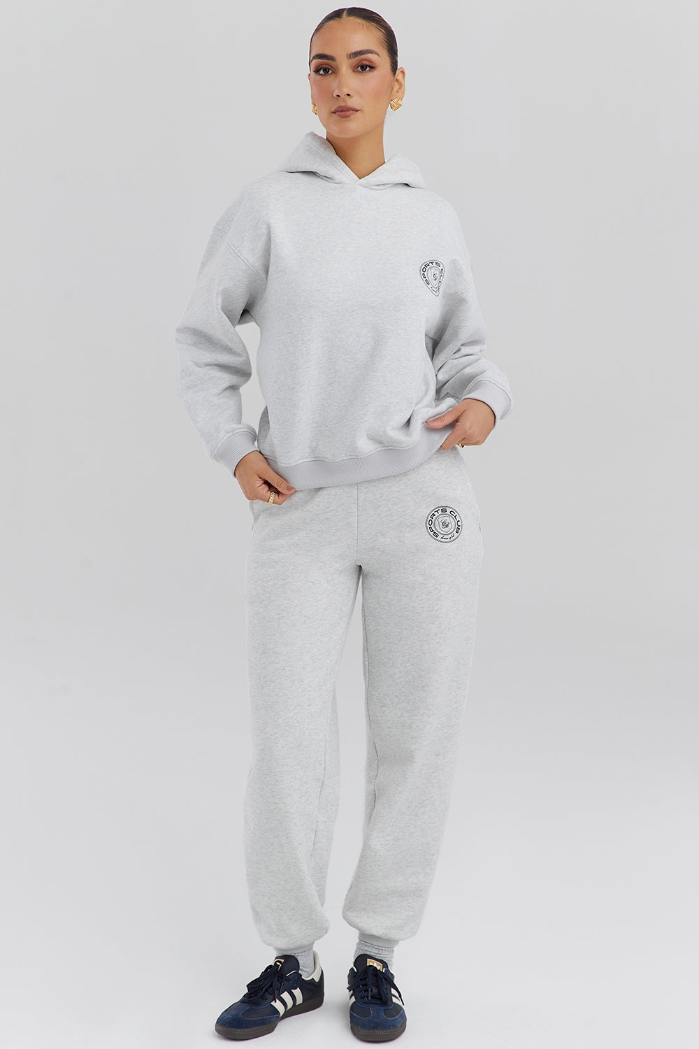 light grey marl fleece back jogging trousers