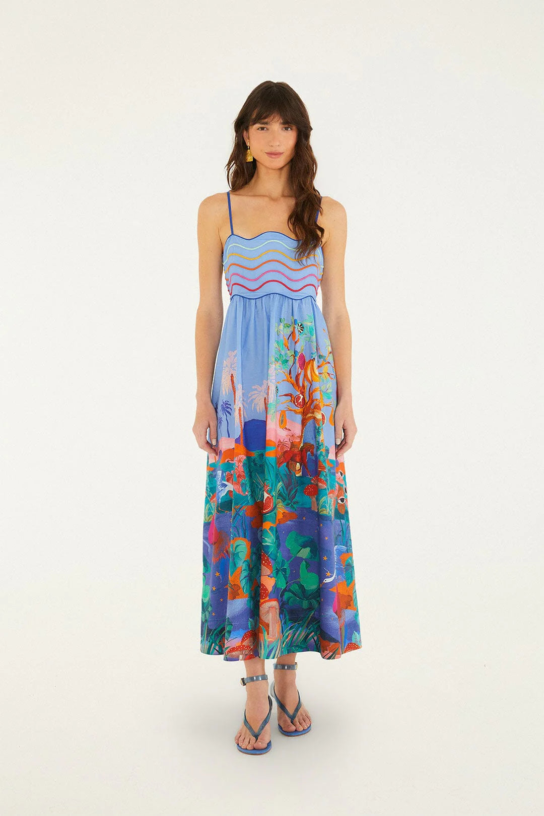 Multicolor Dream Landscape  Sleeveless Maxi Dress