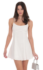 Rhinestone Fit and Flare Dress in White