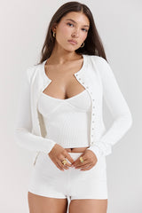 white summer knit cardigan