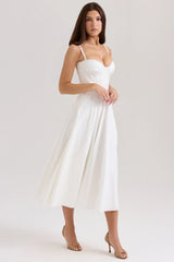 white stretch cotton midi sundress