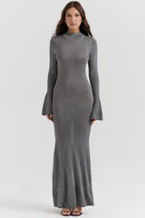 steel metallic maxi dress