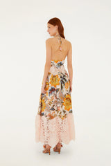 Light Pink Ligia Floral Lace Maxi Dress