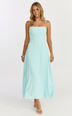 Rose Midi Dress - Strappy Straight Neck Midi Dress in Mint