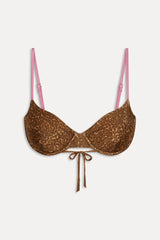 Ireland Satin Underwire Bikini Top - Vintage Cheetah