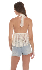 Lace Babydoll Halter Top in Ivory