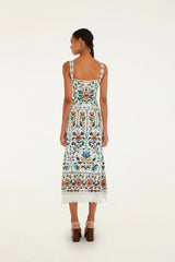 Off-White Stitched Garden Sleeveless Maxi Dress