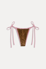 Tia Reversible Satin Bikini Bottom - Vintage Cheetah