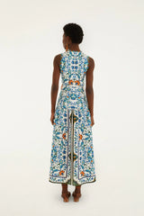 Off-White Flora Tile Scallop Maxi Dress