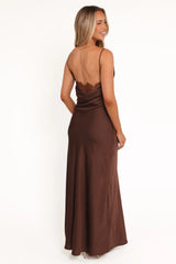 Evana Lace Maxi Dress - Brown
