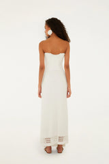 Off-White Palm Tree Strapless Knit Maxi Dress