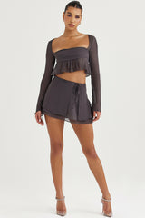shadow floaty layered mini skirt