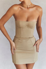 stone strapless mini dress