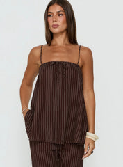 Amibella Boxy Cami Top Brown / Cream Stripe