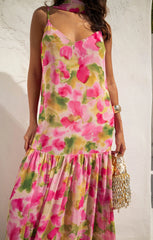 Dalia Maxi Dress ~ Watercolor Floral Chiffon