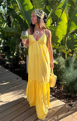 Corrine Maxi Dress ~ Yellow Light Taffeta