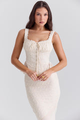 vintage cream cotton broderie anglais peplum top