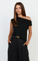 Marilou Top - Knit Off Shoulder Top in Black