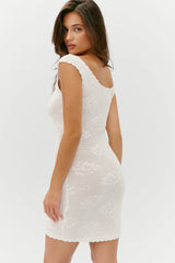 Cameron Crochet Mini Dress - White Rose