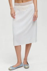 Laura Silk Midi Skirt - French Pearl