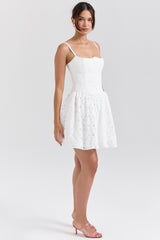 white broderie anglais mini dress