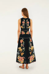 Dark Blue Maira Floral Midi Dress