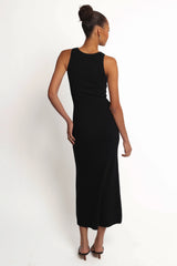 Aspen Button Up Knit Dress - Black