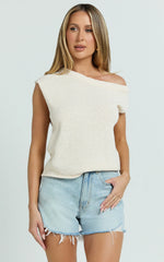 Marilou Top - Knit Off Shoulder Top in Cream