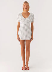 Marlowe Mini Dress - White Polkadot