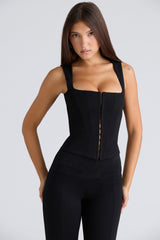 black fitted corset top