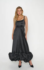 Rebecca Midi Dress ~ Black Taffeta