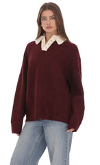 Knit Rugby Jumper in Burgundy