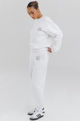 white fleece back jogging trousers