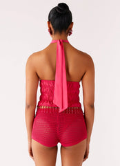 Teuila Beaded Top - Fuchsia