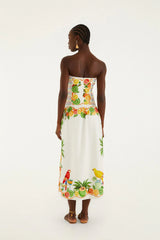Off-White Biricutico Scarf Smocked Strapless Maxi Dress