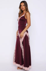 Powerful Pose Satin Maxi Dress Plum/Baby Pink
