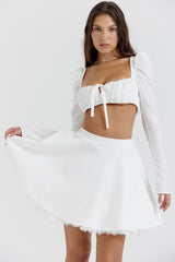 white puff sleeve top