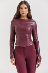 wine vegan leather top