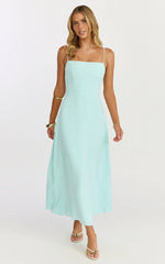 Rose Midi Dress - Strappy Straight Neck Midi Dress in Mint