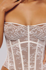 white lace boned corset top