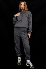 dark grey cotton fleece-back oversized hoodie