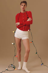 red cashmere + merino wool cardigan