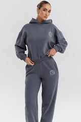 slate cotton fleece-back hoodie
