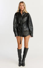 Orielle Shorts - Faux Leather Fitted Micro Shorts in Black