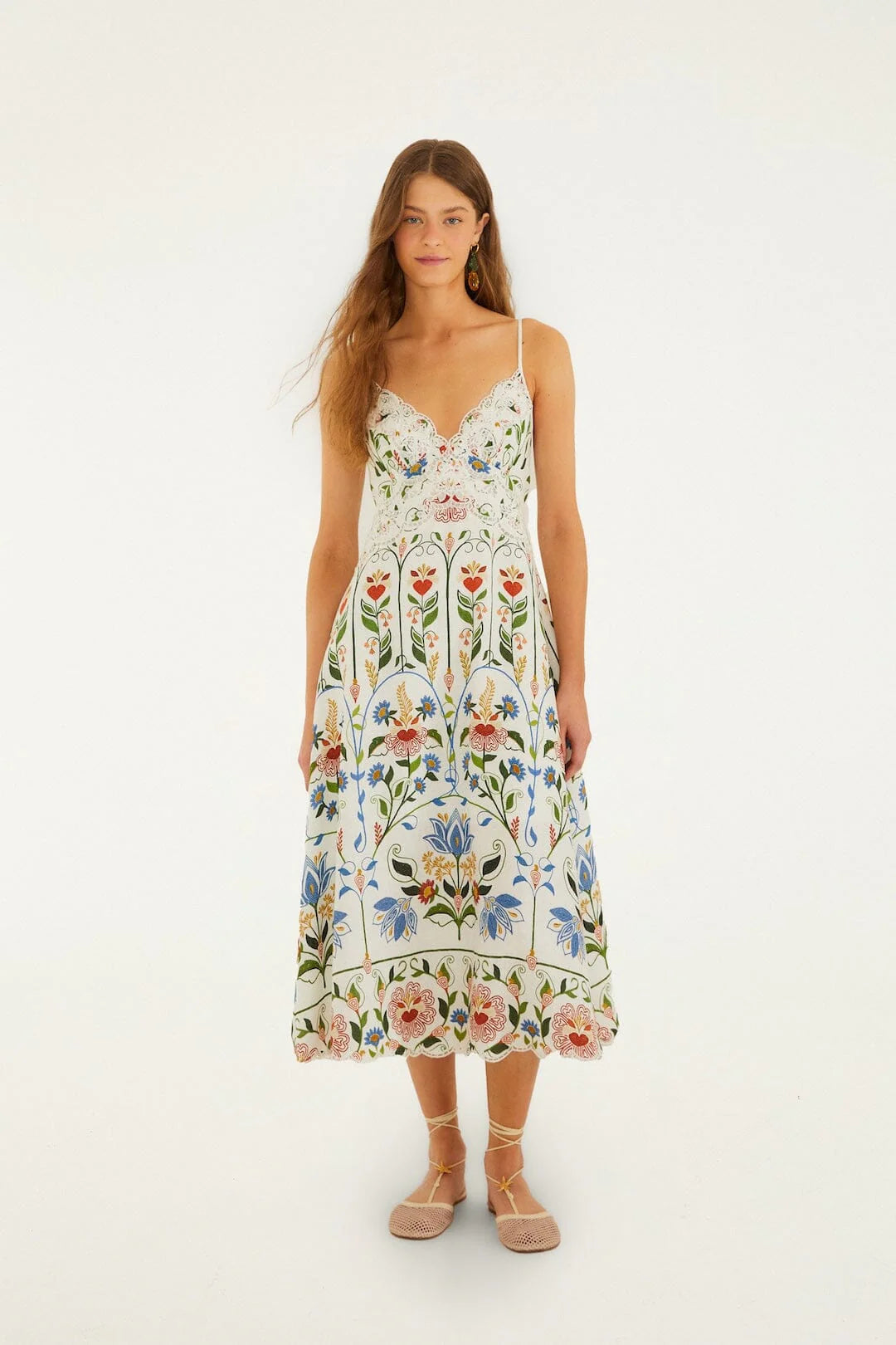 Off-White Stitched Garden Midi Dress