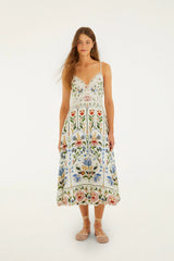 Off-White Stitched Garden Midi Dress