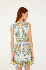 Off-White Emily Floral Tapestry Ruffled Mini Dress