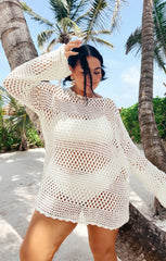 Paula Pullover ~ White Crochet