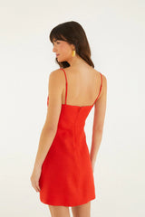 Red 3d Flower Mini Dress